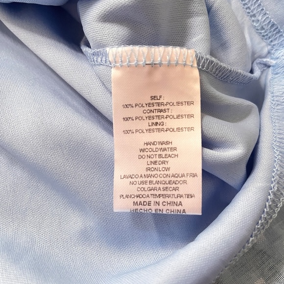 &merci EASTER Dress Womens M Short Sleeve Blue Swiss Dot Ruffle Accents Boho - Picture 9 of 13